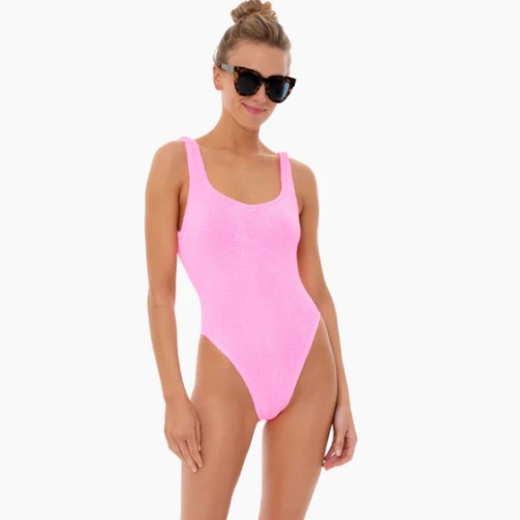 NWT HUNZA G Bubble Gum Classic Square Neck One Piece - Picture 5 of 15